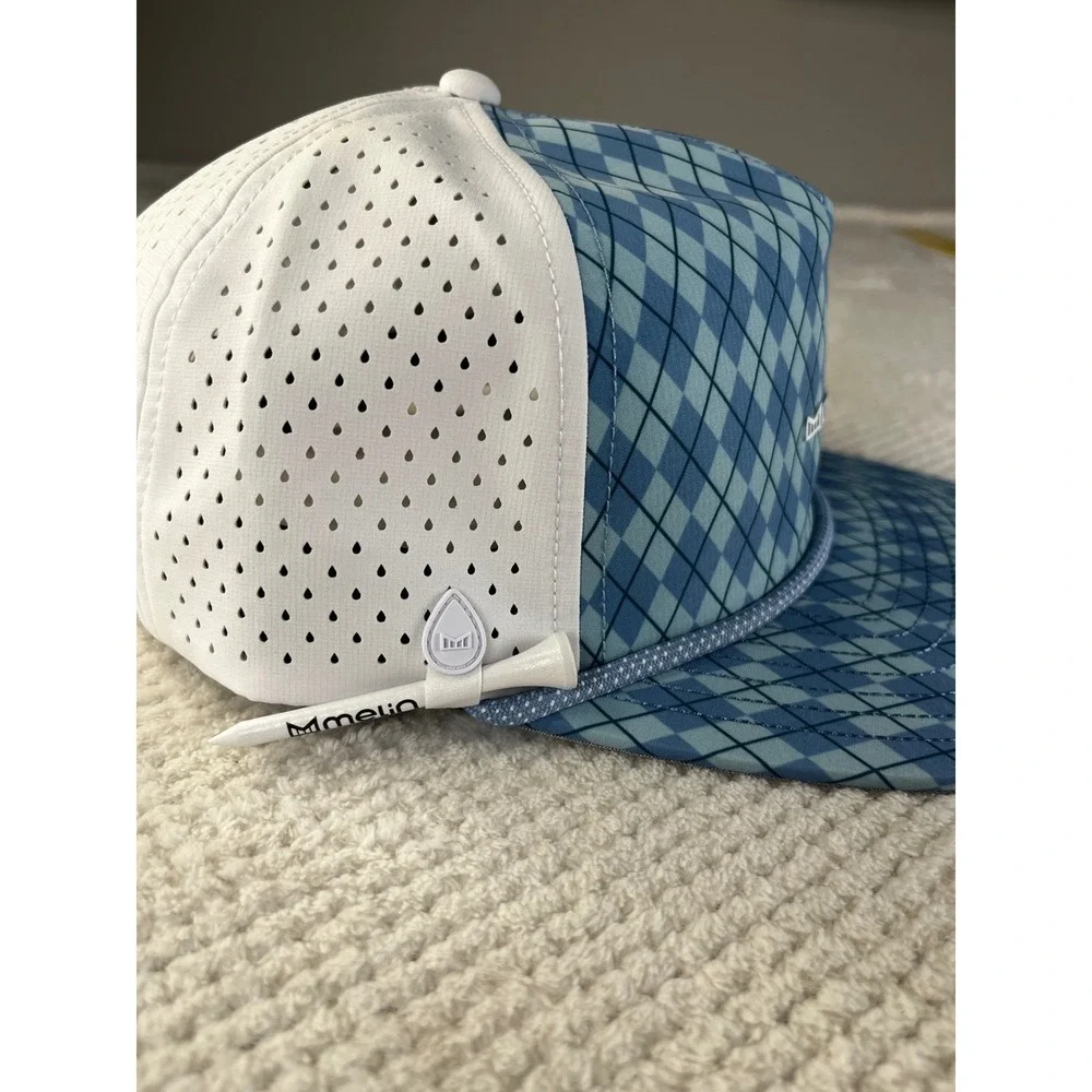 Melin Coronado Hydro Links Collection Golf Hat Blue Argyle White Snapback CL